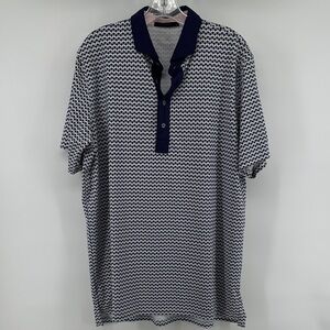 Greyson Stingray Navy and White Patterned Polo Trump National Doral Men’s Large